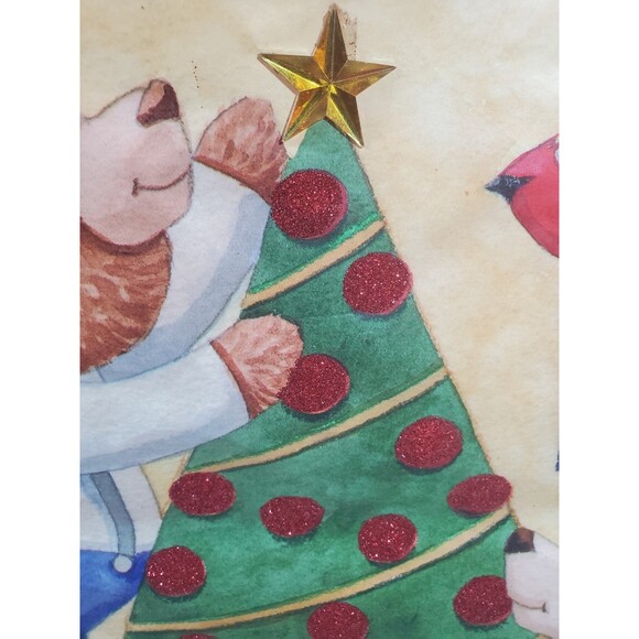Christmas Tree Shops Bear Dog Christmas Tree Gift Bag 12" x 7" x 15" - Picture 2 of 8